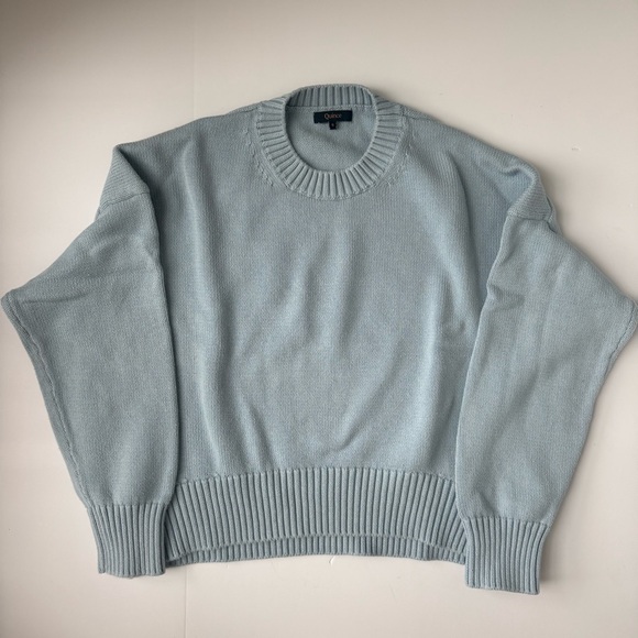 Quince 100% Organic Cotton Crew Sweater Light Sky Blue Slouchy Small - Picture 2 of 5